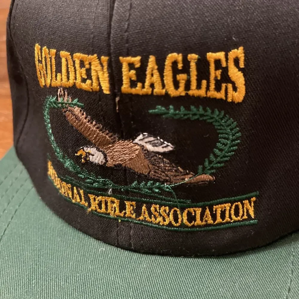 Vintage NRA Embroidered USA GOLDEN EAGLE Member Black Strapback Hat